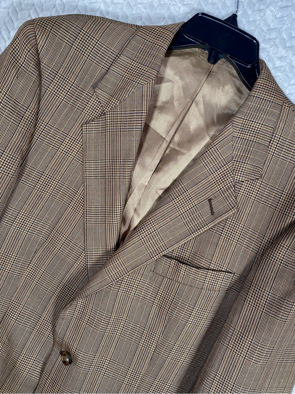 VTG Burberrys Tan Prince of Wales Glen Plaid Blazer Jacket 42R